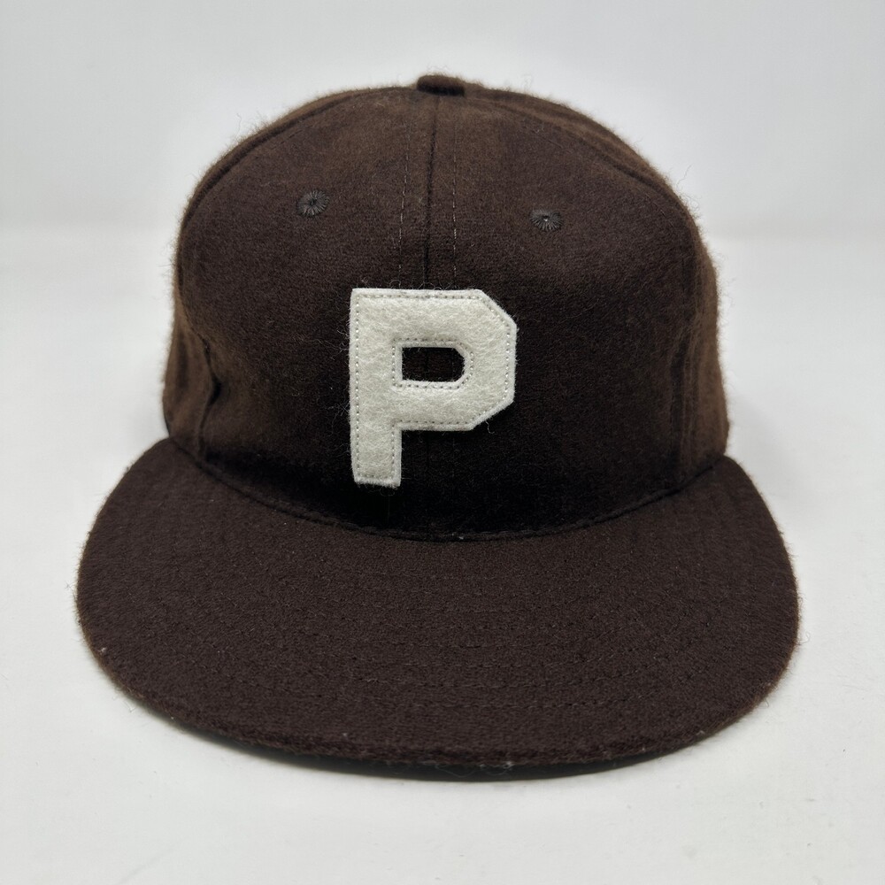 Vintage Ebbets Field Flannels Hat Cap Men 7 1/8 Brown Wool Green Undervisor USA